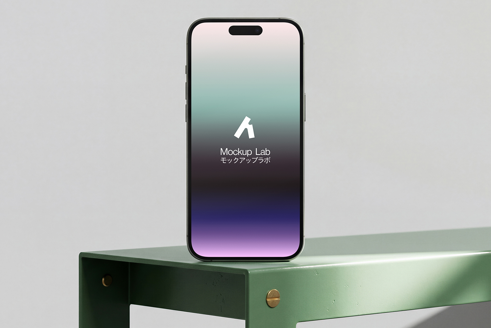 iPhone 19ML mockup displaying a vibrant app interface on a clean background.